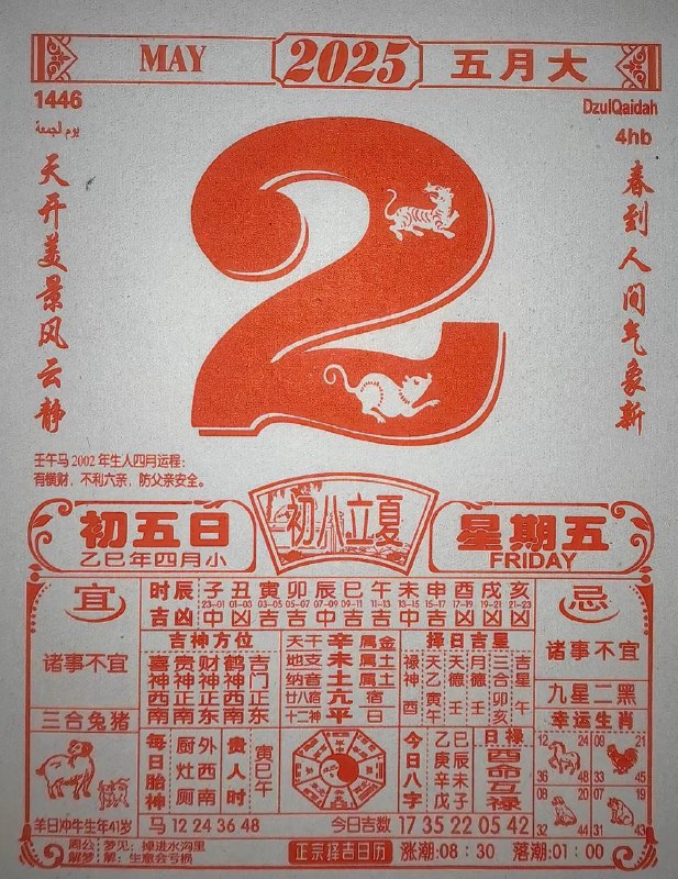2025年5月2日，四月初五，星期5️⃣2025年5月2日，四月初五，星期5️⃣