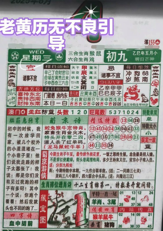 2025年6月4日，五月初九，星期