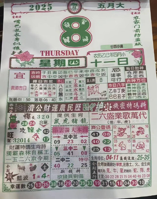 2025年5月8日，四月十一，星期4️⃣2025年5月8日，四月十一，星期4️⃣
