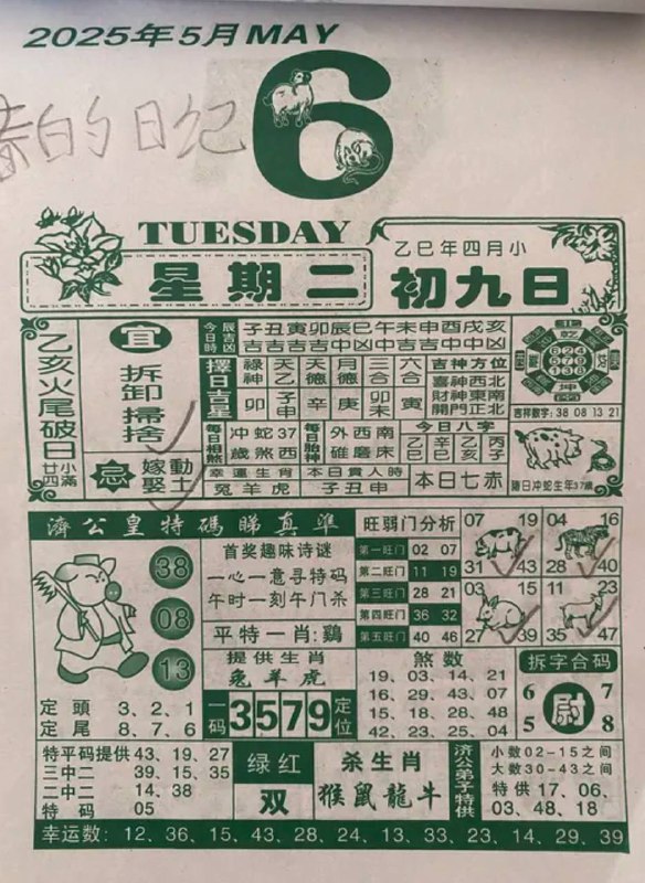 2025年5月6日，四月初九，星期2️⃣2025年5月6日，四月初九，星期2️⃣