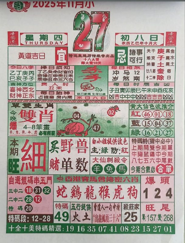 2025年11月27日.十月初八，星期四2025年11月27日.十月初八，星期四