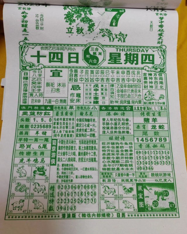 2025年8月7日，七月十四，星期四2025年8月7日，七月十四，星期四