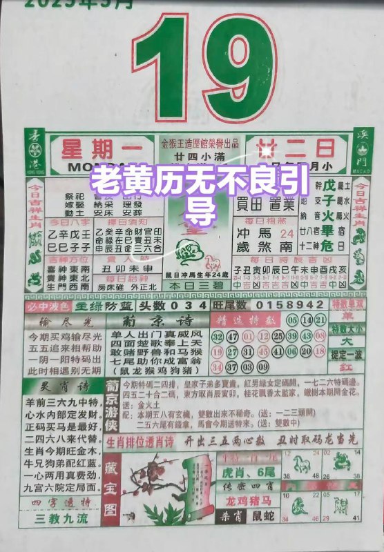 2025年5月19日，四月甘二，星期1️⃣2025年5月19日，四月甘二，星期1️⃣