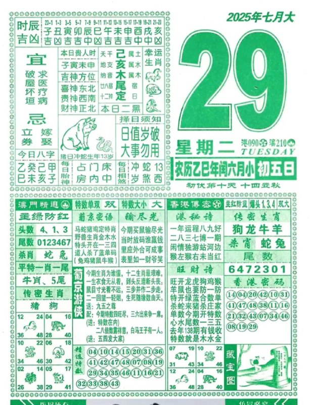 2025年7月29日，七月初五，星期二2025年7月29日，七月初五，星期二