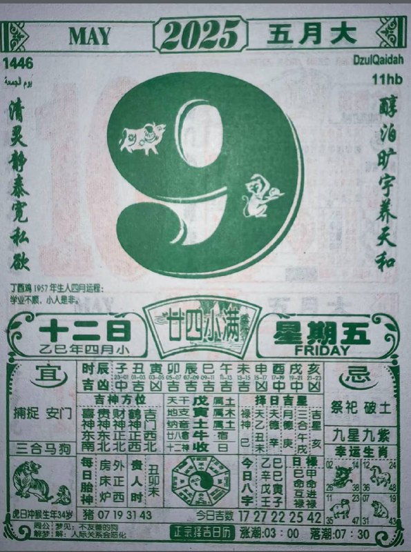 2025年5月9日，四月十二，星期5️⃣2025年5月9日，四月十二，星期5️⃣
