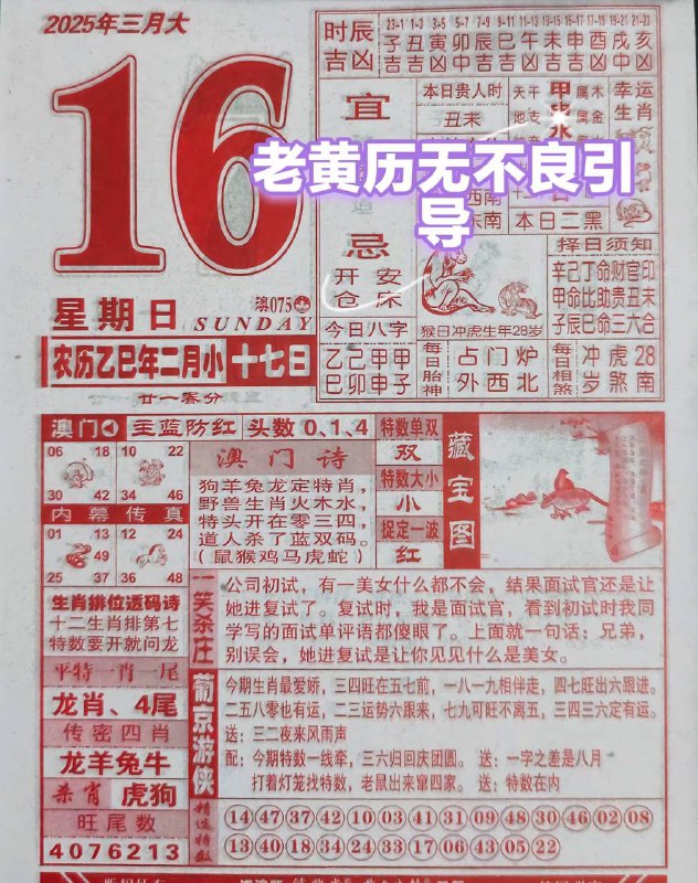 2025年3月16日，二月十七，星期日2025年3月16日，二月十七，星期日
