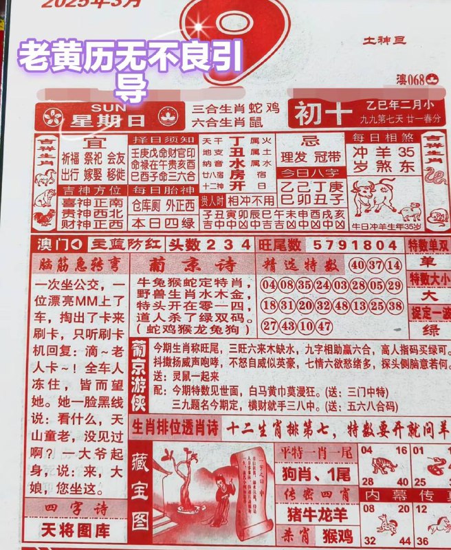 2025年3月9日，二月初十，星期日2025年3月9日，二月初十，星期日
