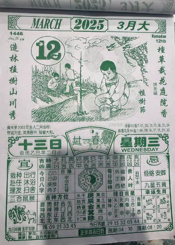 2025年3月12日，二月十三，星期三2025年3月12日，二月十三，星期三