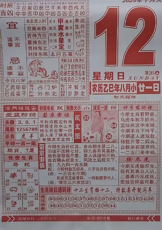 2025年10月15日，八月甘一，星期日2025年10月15日，八月甘一，星期日
