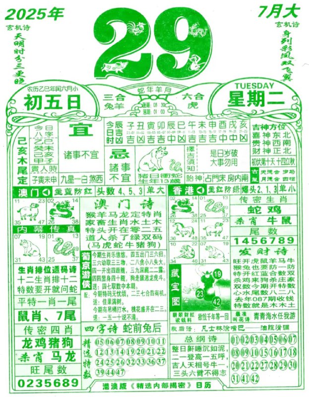 2025年7月29日，七月初五，星期二2025年7月29日，七月初五，星期二