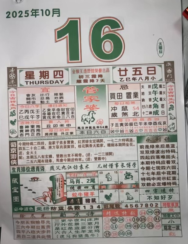 2025年10月16日.八月甘五，周四2025年10月16日.八月甘五，周四