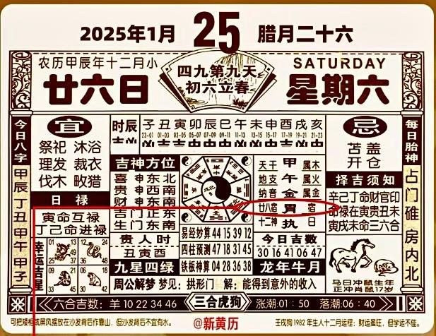 2025年1月25日腊月二十六星期六2025年1月25日腊月二十六星期六