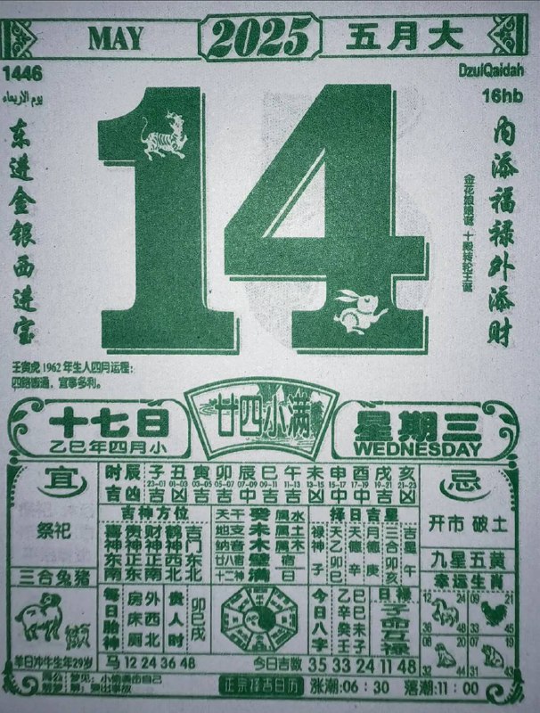 2025年5月14日，四月十七，星期3️⃣2025年5月14日，四月十七，星期3️⃣