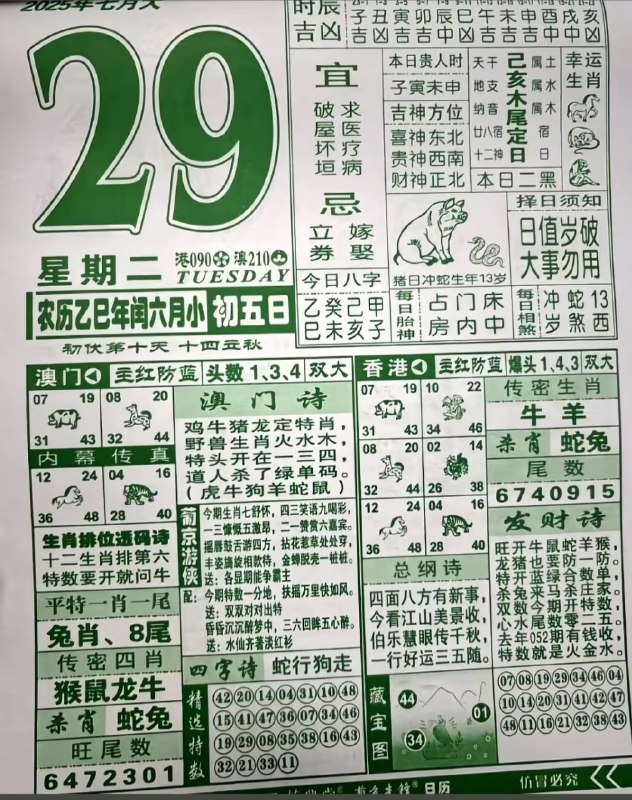2025年7月29日，七月初五，星期二2025年7月29日，七月初五，星期二
