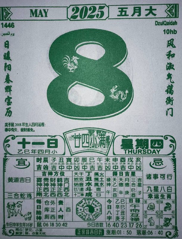 2025年5月8日，四月十一，星期4️⃣2025年5月8日，四月十一，星期4️⃣