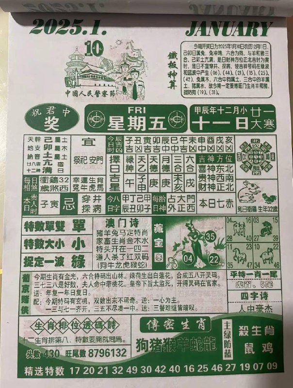 2025年1月10日 农历腊月十一日历2025年1月10日 农历腊月十一日历