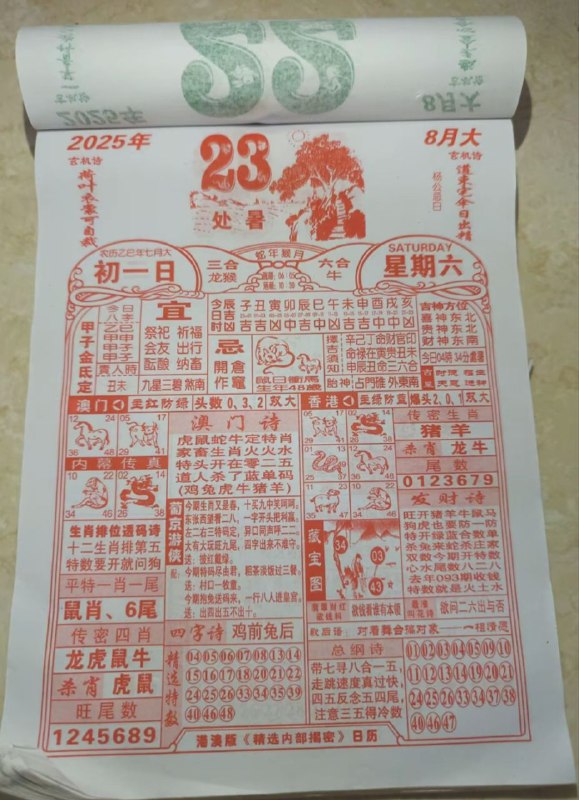 2025年8月23日，七月初一，星期六2025年8月23日，七月初一，星期六