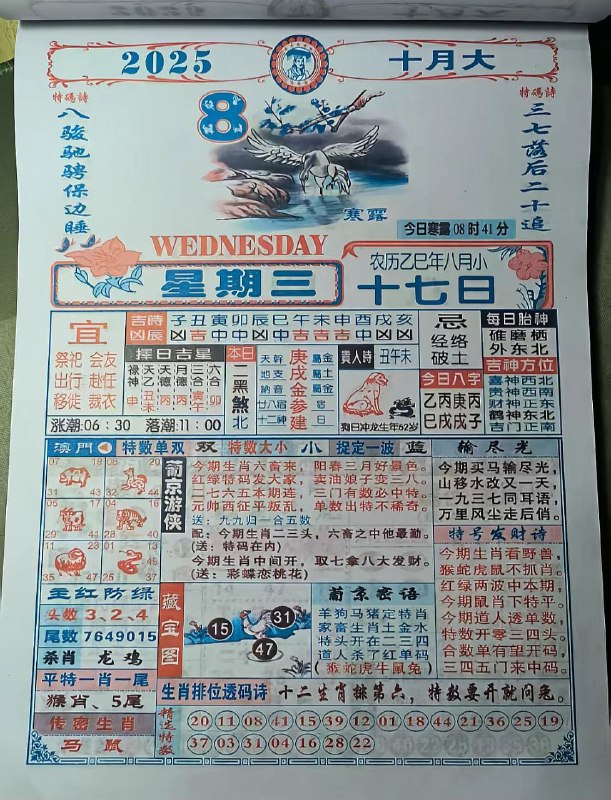 2025年10月8日，八月十七，星期三2025年10月8日，八月十七，星期三