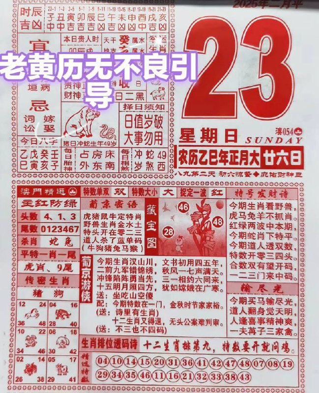 2025年2月23日 正月二十六，星期日2025年2月23日 正月二十六，星期日