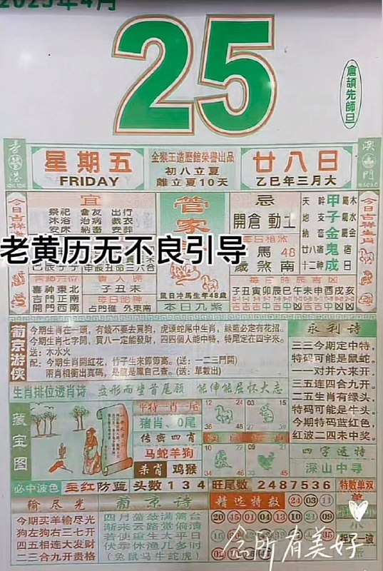 2025年4月25日，三月甘八，星期5️⃣2025年4月25日，三月甘八，星期5️⃣