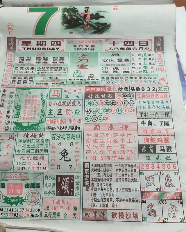 2025年8月7日，七月十四，星期四2025年8月7日，七月十四，星期四