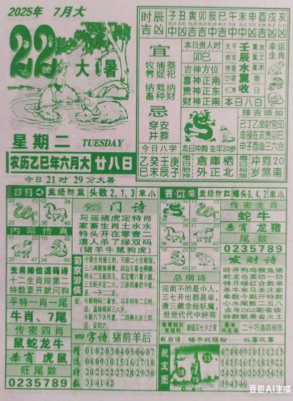 2025年7月22日，六月甘八，星期二2025年7月22日，六月甘八，星期二