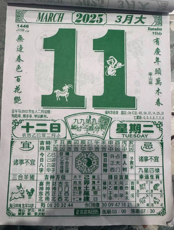 2025年3月11日，二月十二，星期二2025年3月11日，二月十二，星期二