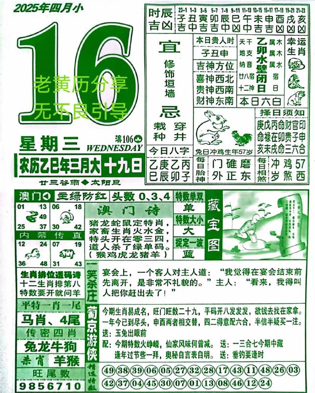 2025年4月16日，三月十九，星期3️⃣2025年4月16日，三月十九，星期3️⃣