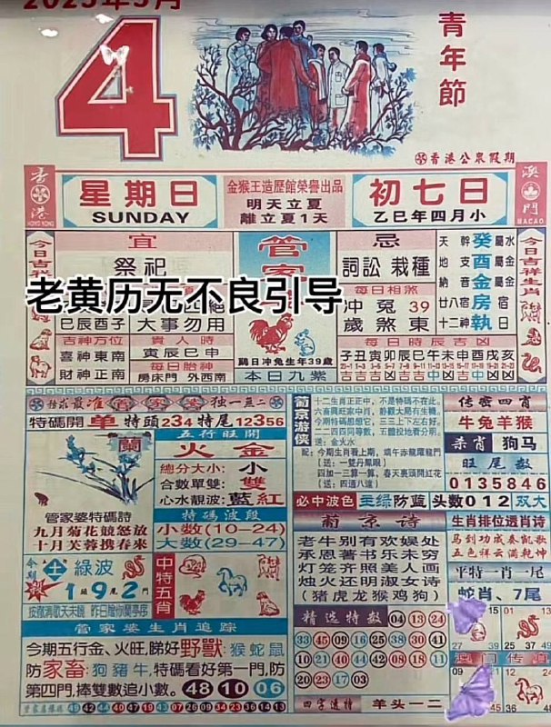 2025年5月4日，四月初七，星期日2025年5月4日，四月初七，星期日