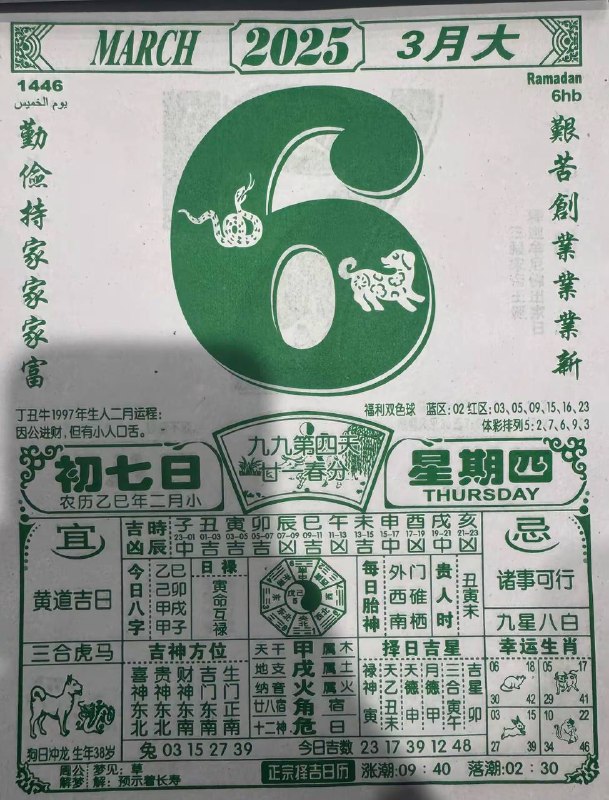 2025年3月6日，二月初七，星期四2025年3月6日，二月初七，星期四