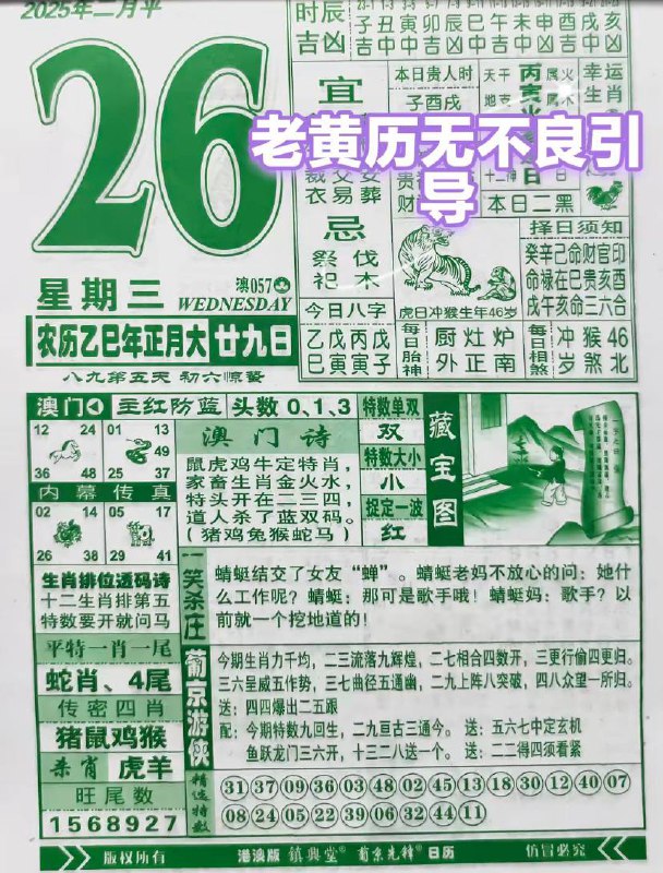 2025年2月26日，正月二十九，星期三2025年2月26日，正月二十九，星期三