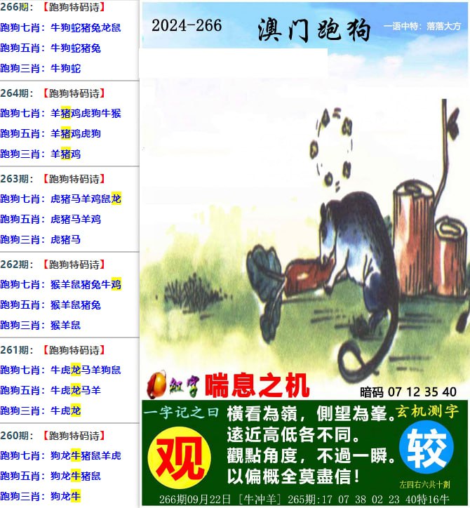 跑狗解诗 七肖中特